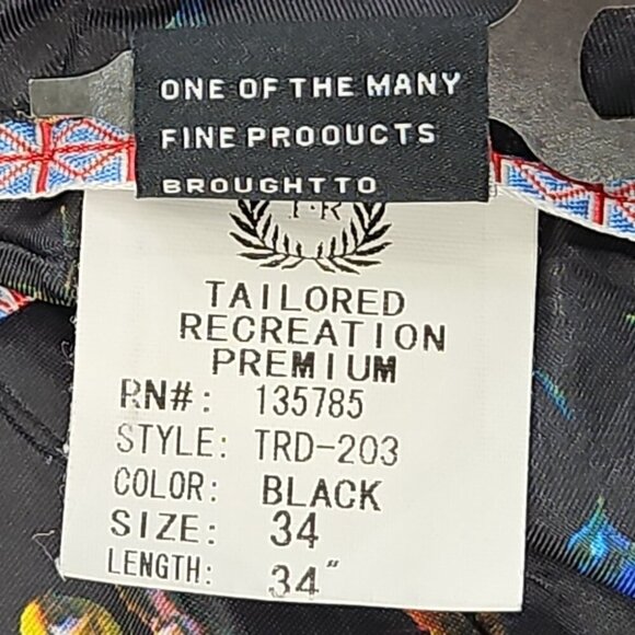 Tailored Recreation Premium Pants Men's 34x34 Black Chambray EUC Stretch TRD-203 - Picture 15 of 16